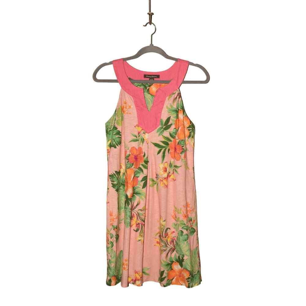Pink Floral Sleeveless Summer Dress with Contrast Yoke
